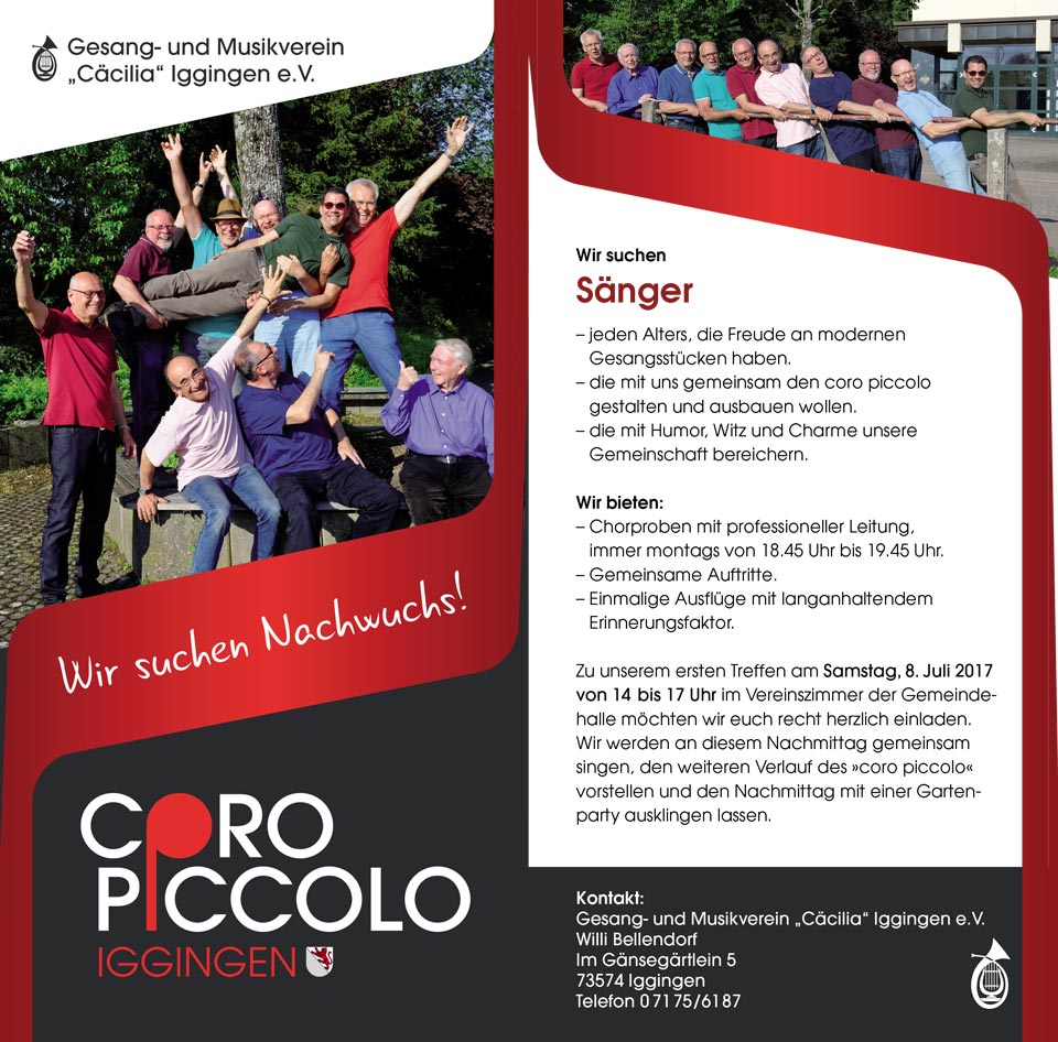 coro piccolo des Männerchors des GMV Iggingen